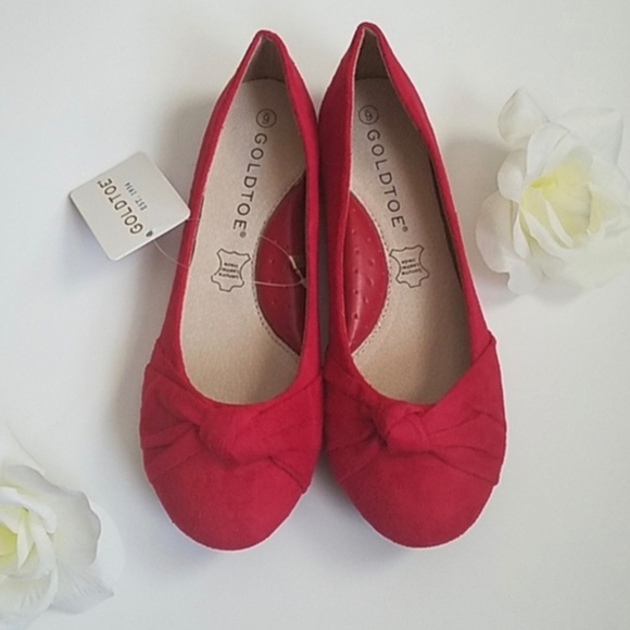 Gold Toe Red Flat Shoes - Picture 4 of 7